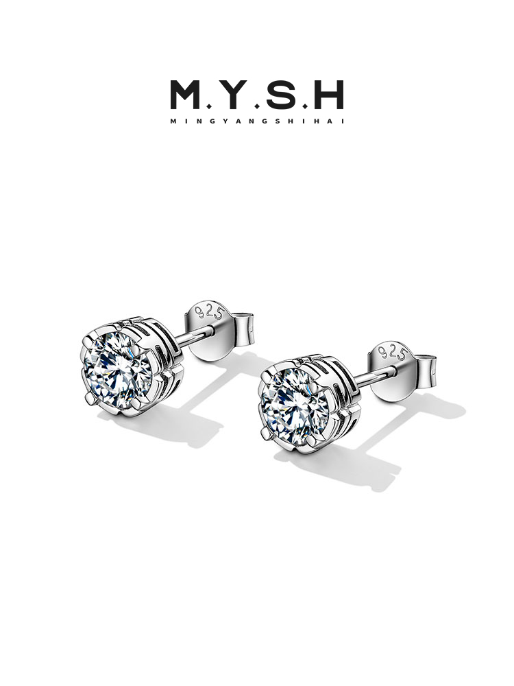 S925 Silver Black Onyx Prong-Set Stud Earrings (Pierced / Clip-on)