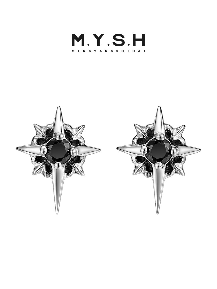 Black Onyx Starburst Stud Earrings