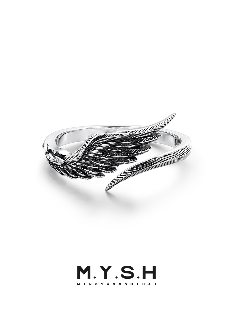 Sterling Silver Angel Wing Ring-Vintage Silver