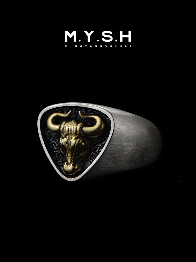 Custom S925 Silver 3D Bull Head Ring