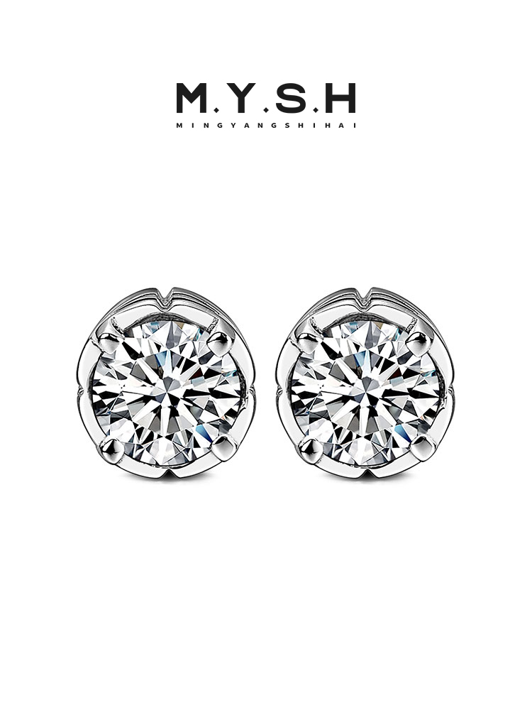 S925 Silver Black Onyx Prong-Set Stud Earrings (Pierced / Clip-on)