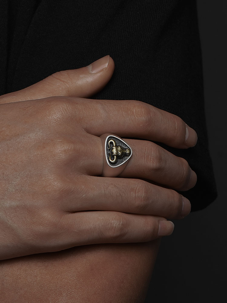 Custom S925 Silver 3D Bull Head Ring