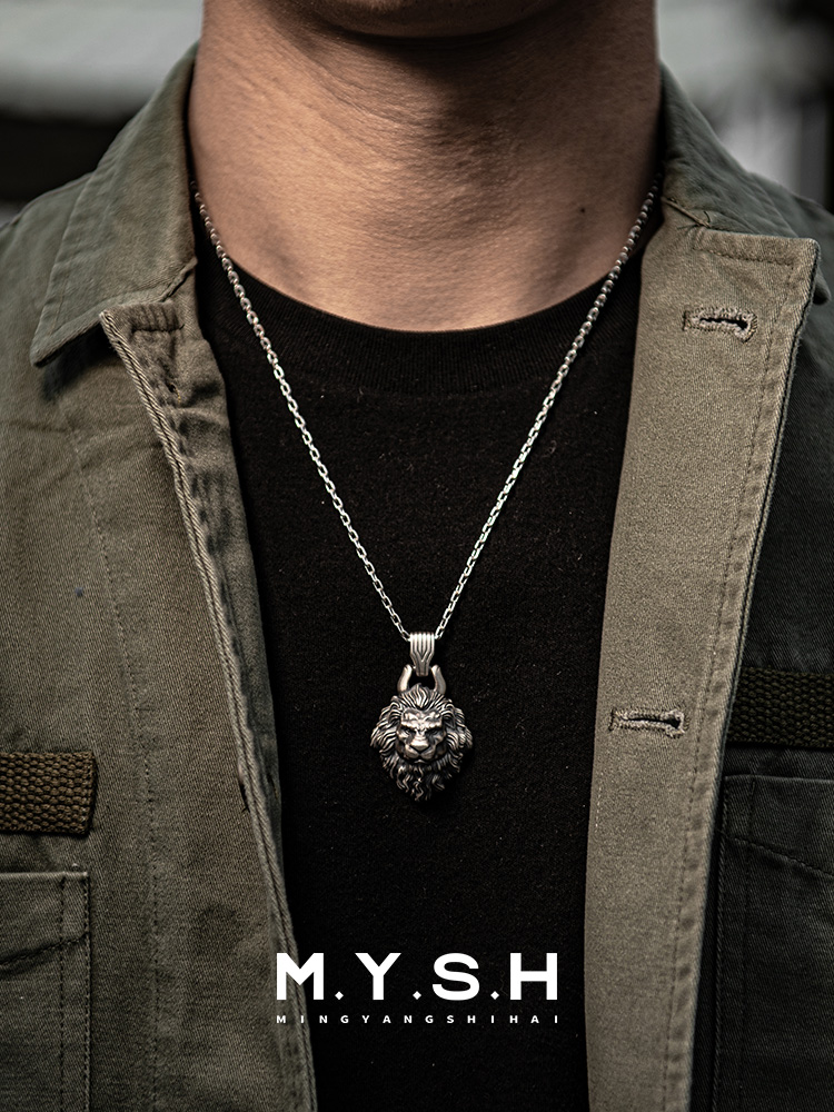 S925 Silver 3D Lion Head Pendant Necklace