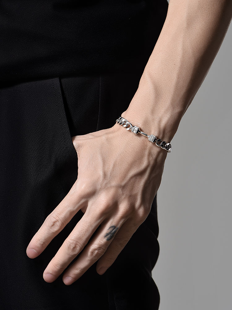 S925 Silver Dumbbell Cuban Link Bracelet