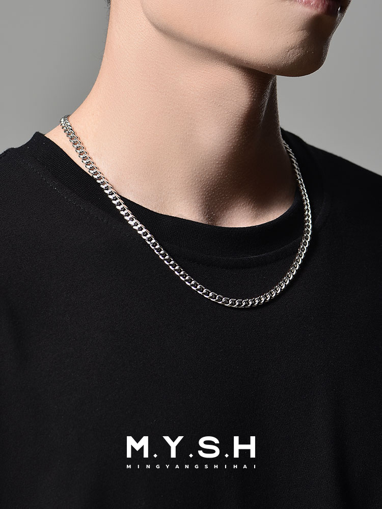 S925 Silver Thick American Cuban Link Chain Necklace