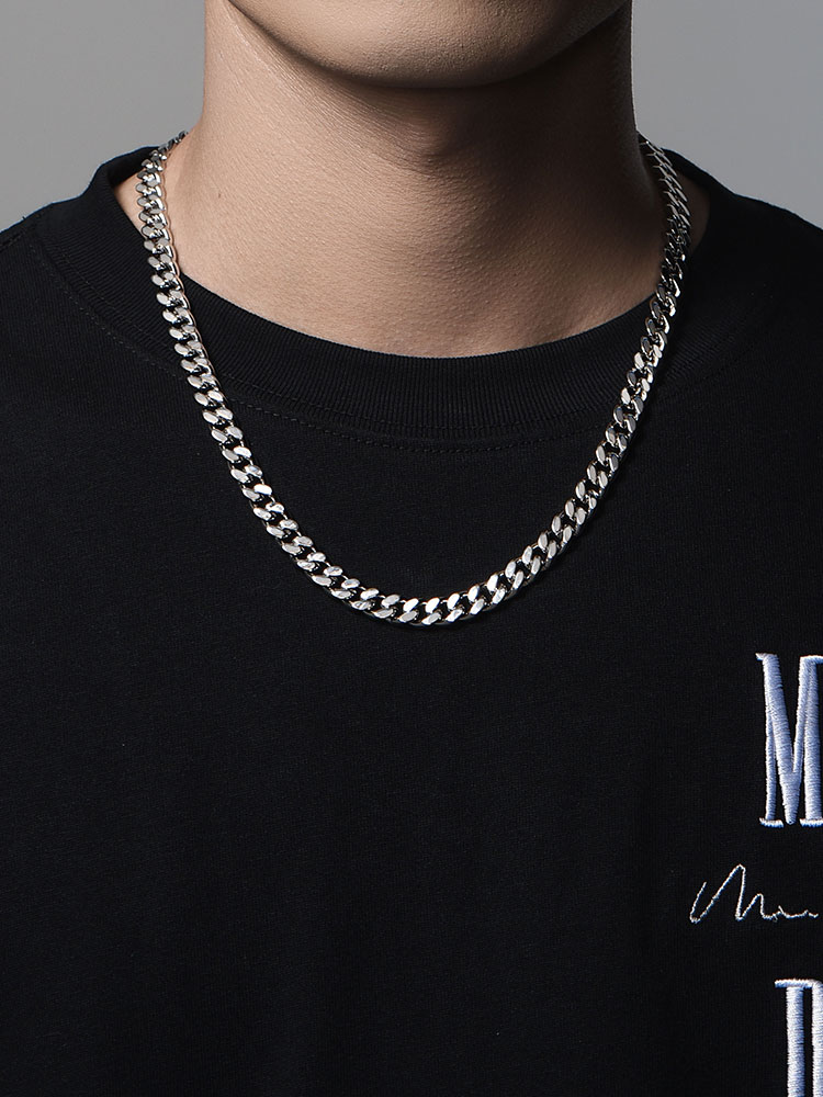 S925 Silver Thick Cuban Link Chain Necklace