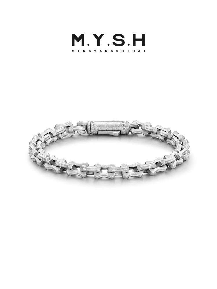 Rugged Bone Link 925 Silver Bracelet-Matte White