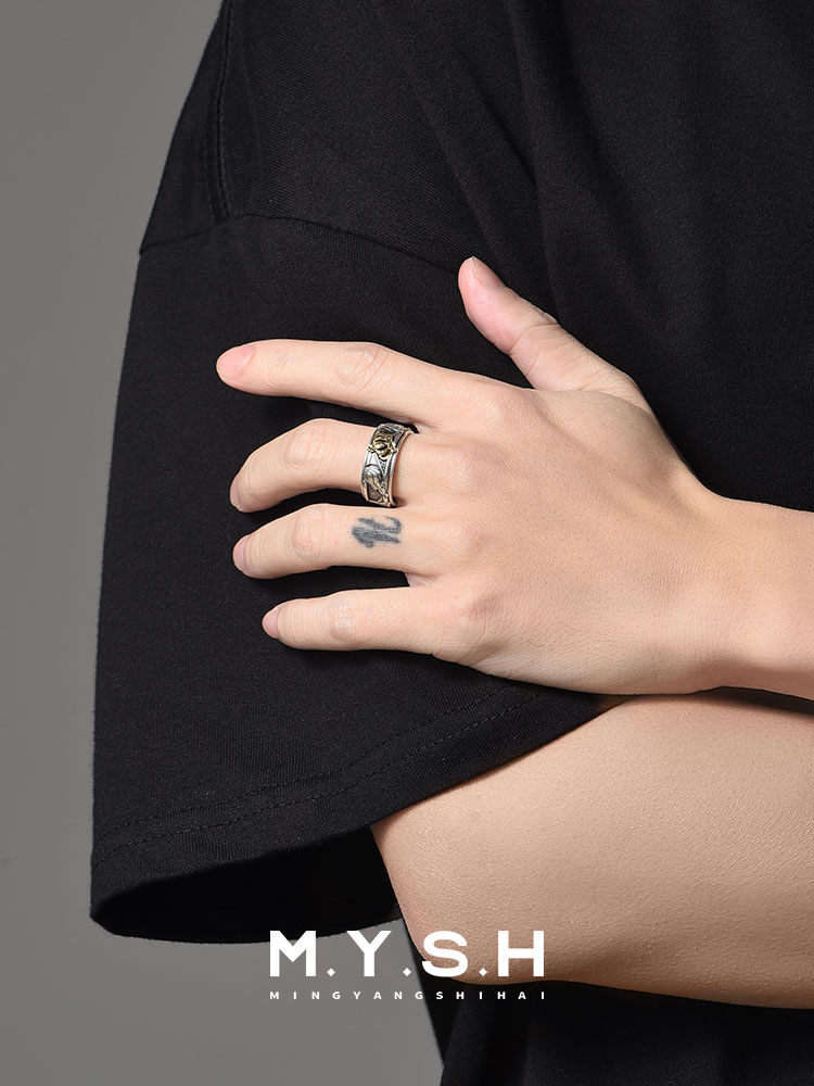 S925 Silver Crown Basketball Adjustable Cuff Ring