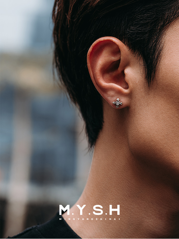 S925 Silver Radiant Cross Stud Earrings