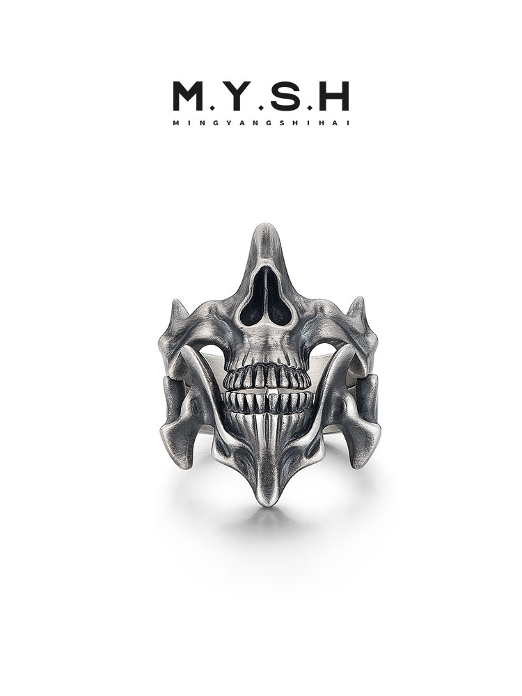 S925 Silver Skull Ghost Face 2-in-1 Ring