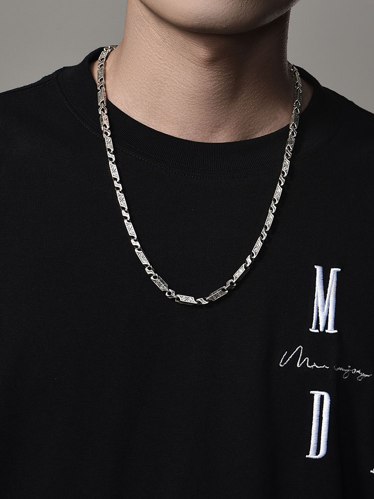 S925 Silver Vintage Cloud Dragon Bone Chain Necklace