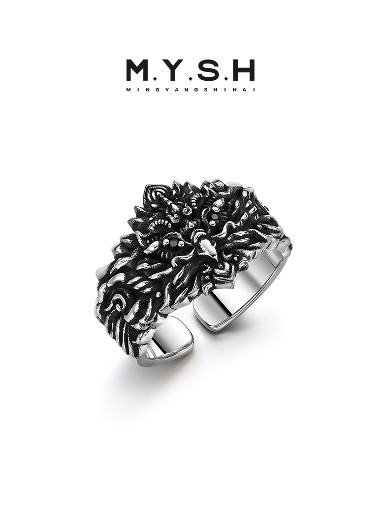 S925 Silver 3D Mythical Roc Bird Open Cuff Ring