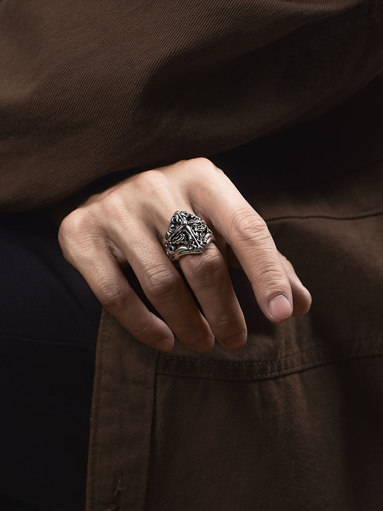 S925 Silver Celtic Cross Wide Ring