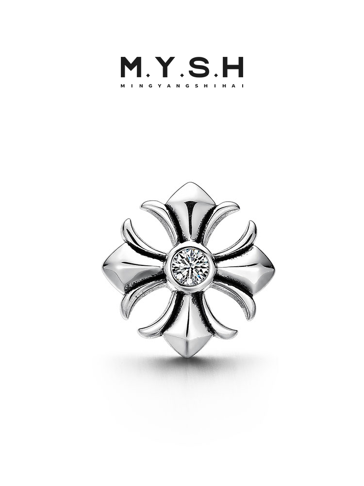 S925 Silver Cross Flower Stud Earrings