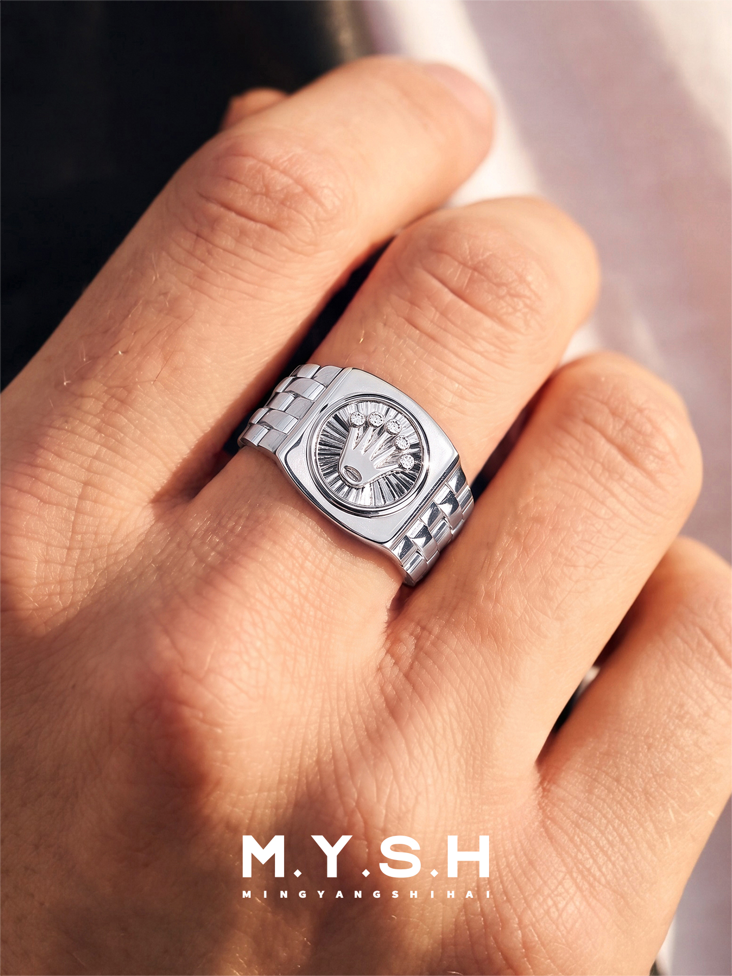 S925 Luxury Crown Signet Ring for Men
