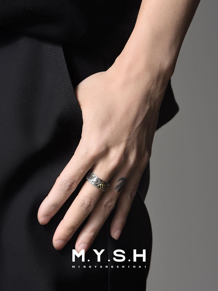 S925 Silver Crown Basketball Adjustable Cuff Ring