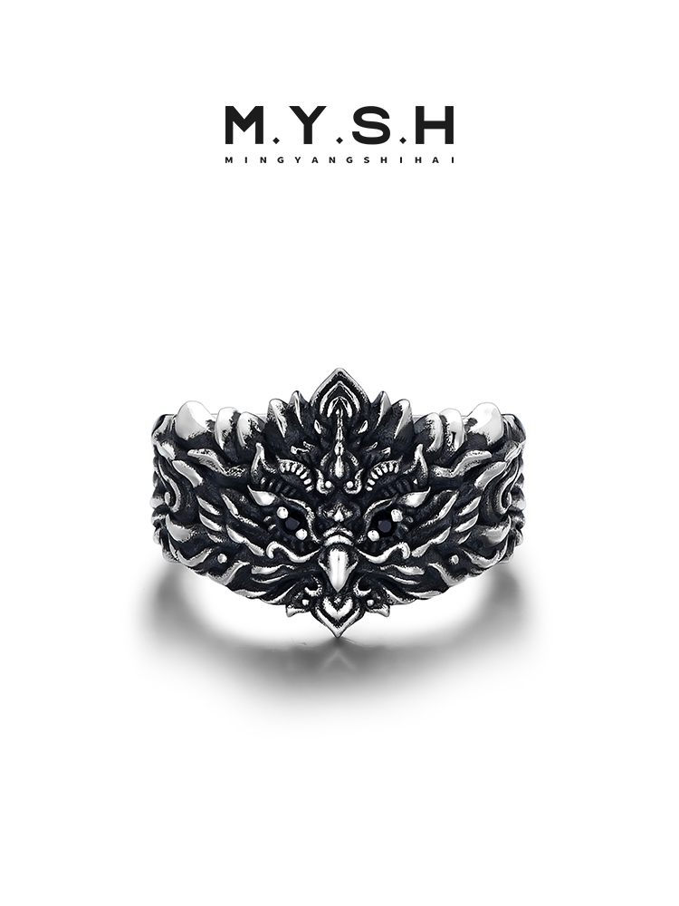S925 Silver 3D Mythical Roc Bird Open Cuff Ring