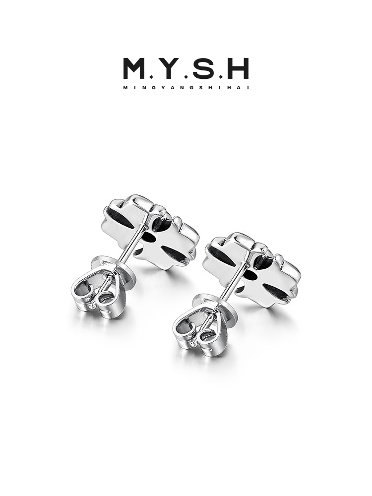 S925 Silver Cross Flower Stud Earrings