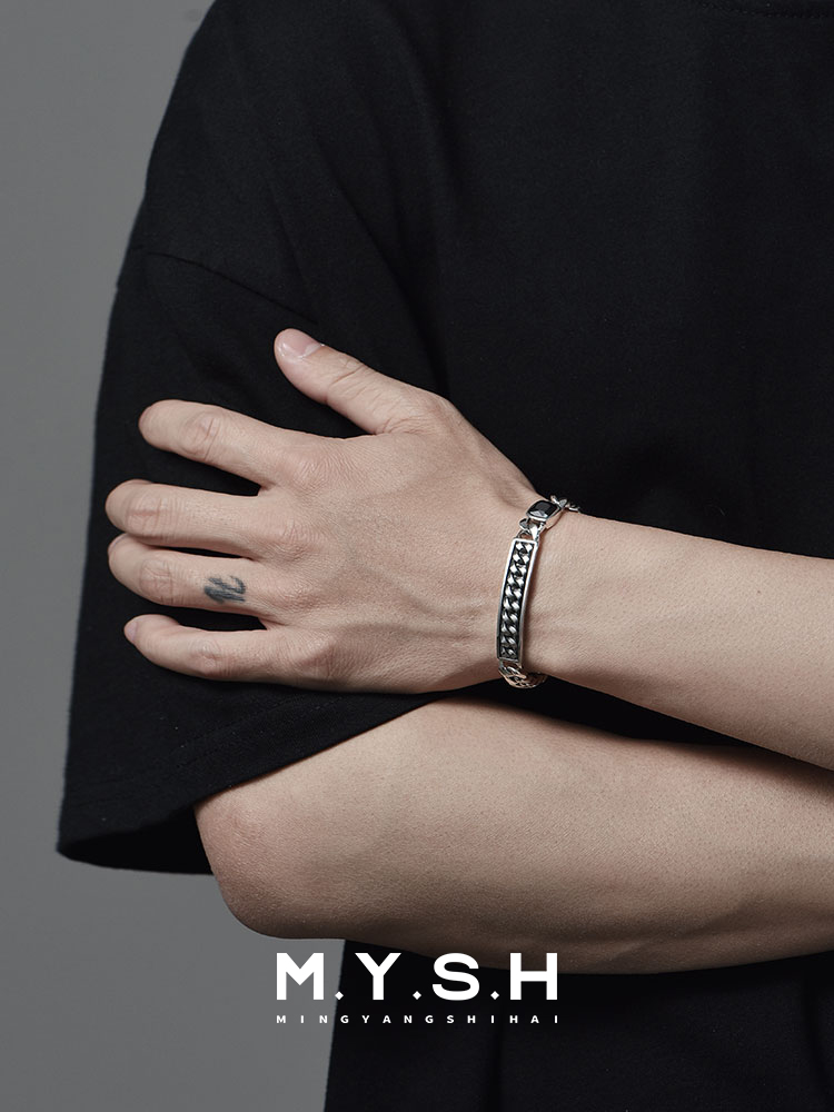 S925 Silver Black Zirconia Cuban Bracelet