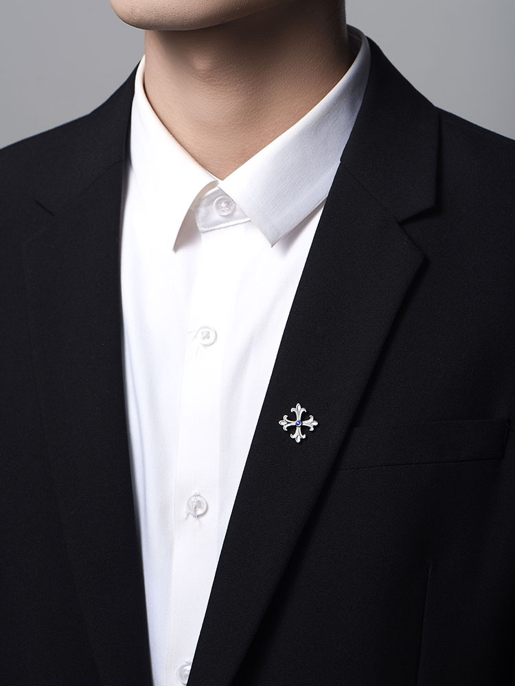 Gothic Cross Sapphire Brooch