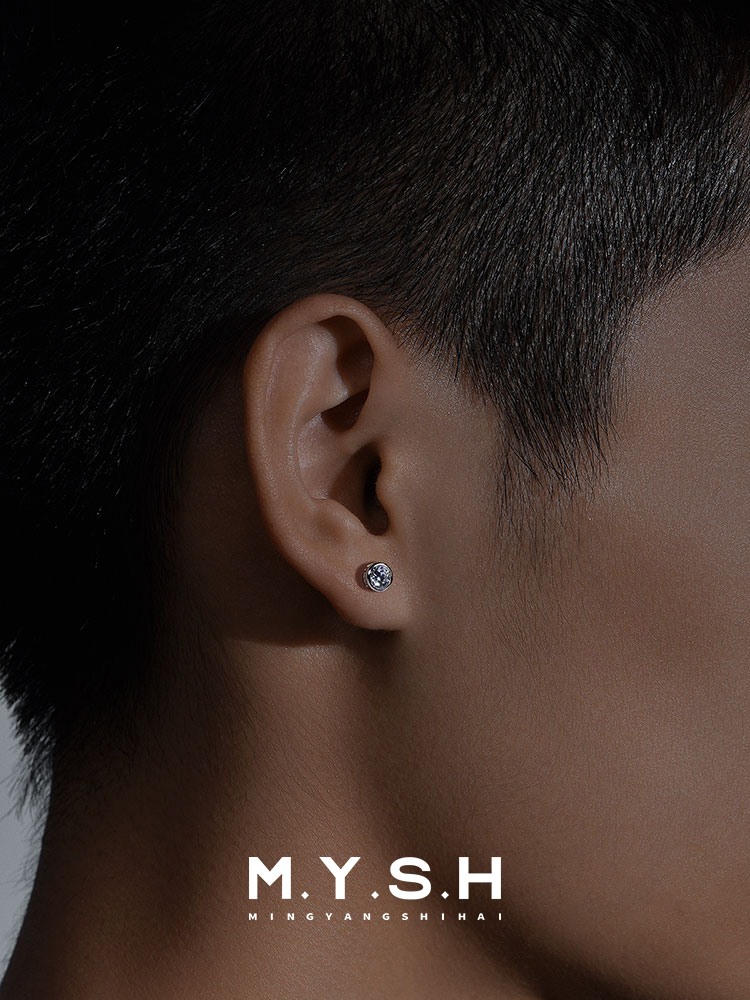 S925 Silver Black Gemstone Stud Earrings