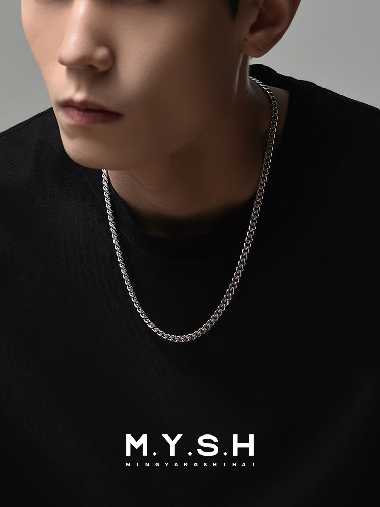 S925 Silver Thick American Cuban Link Chain Necklace