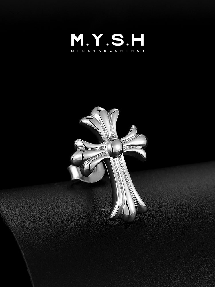 S925 Silver Gothic Cross Stud Earrings