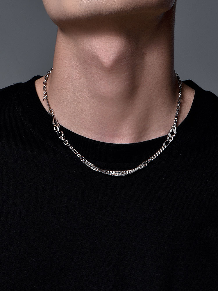 S925 Silver Multi-Link Layered Collar Chain Necklace
