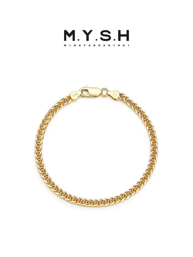 Gold-Plated S925 Silver Octagonal Dragon Bone Bracelet