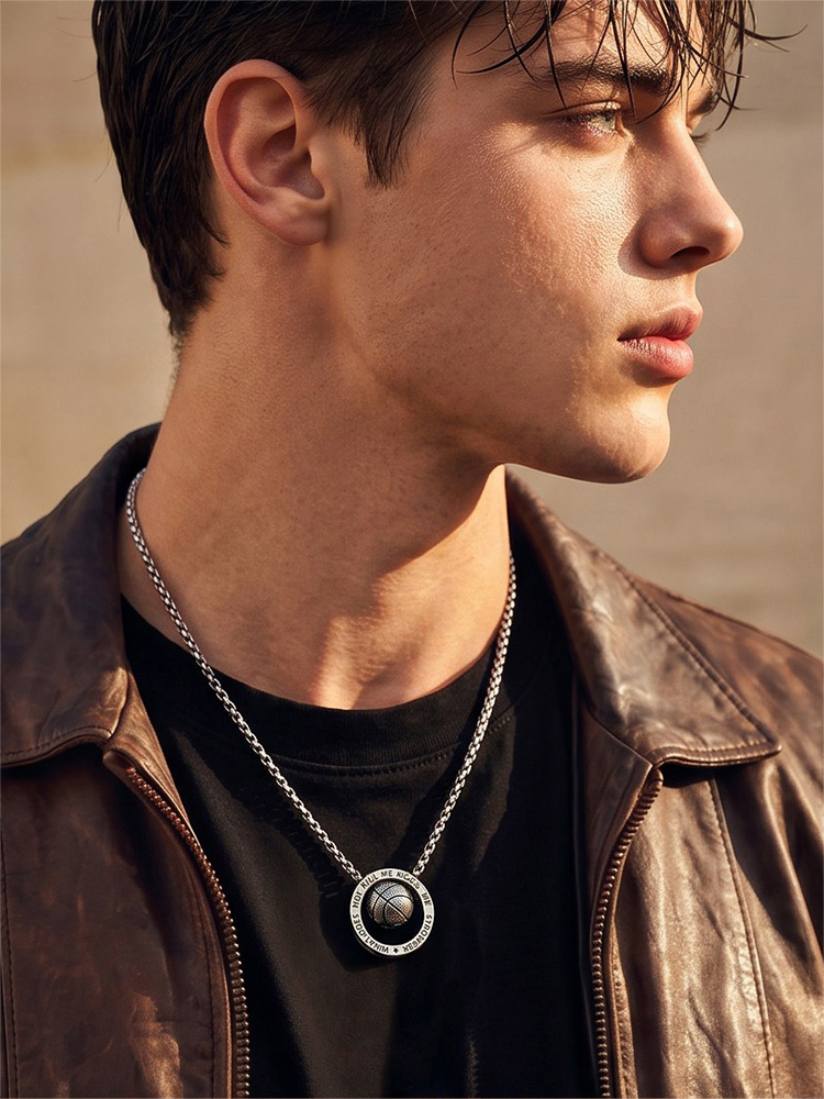 Basketball "Stronger Through Adversity" Pendant Necklace