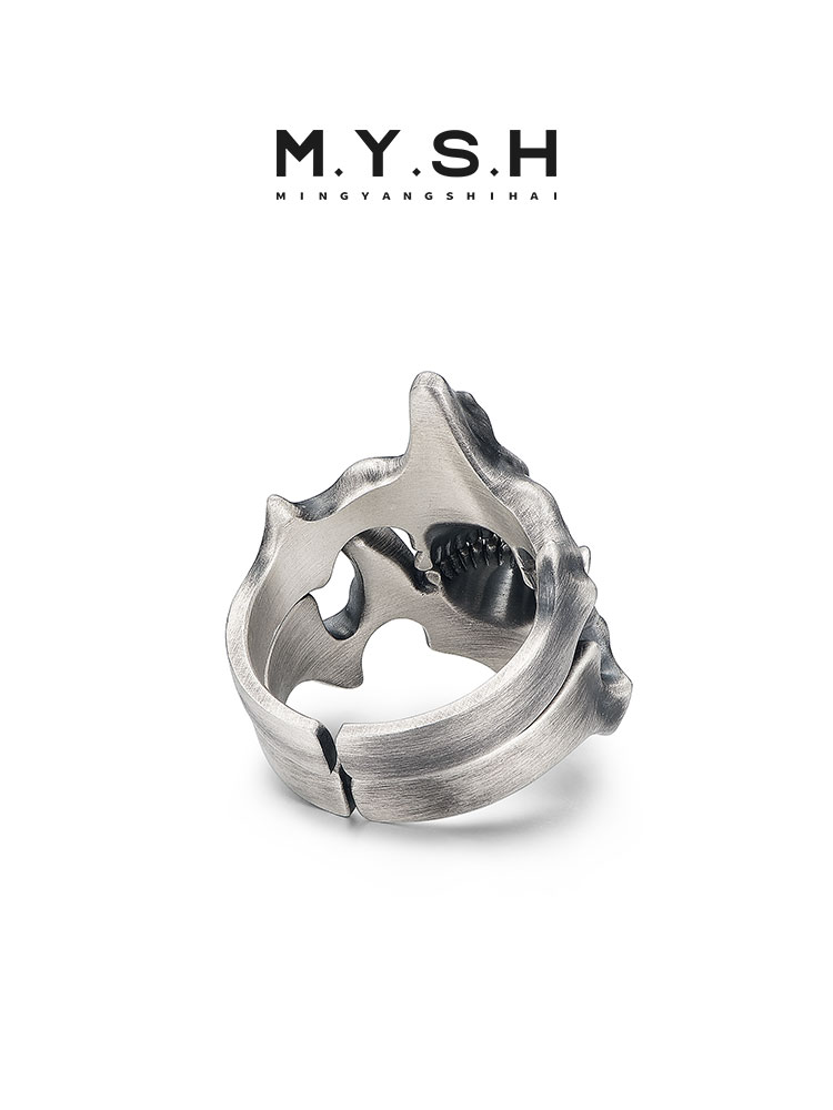 S925 Silver Skull Ghost Face 2-in-1 Ring
