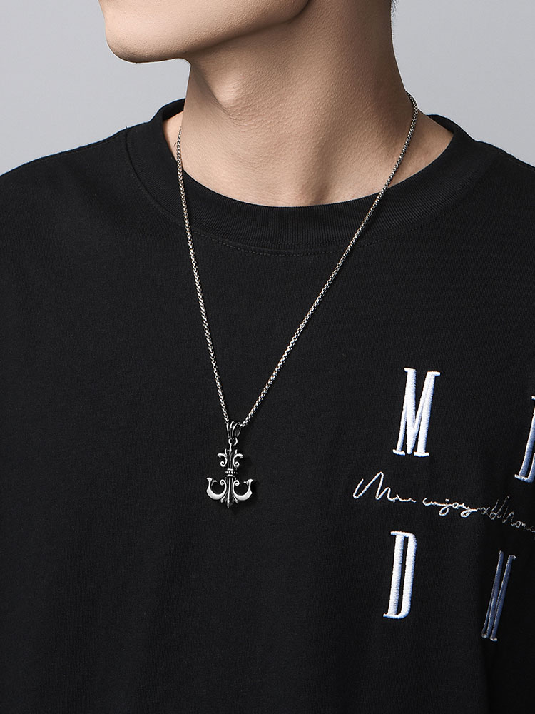 S925 Silver 3D Anchor Pendant Necklace for Men