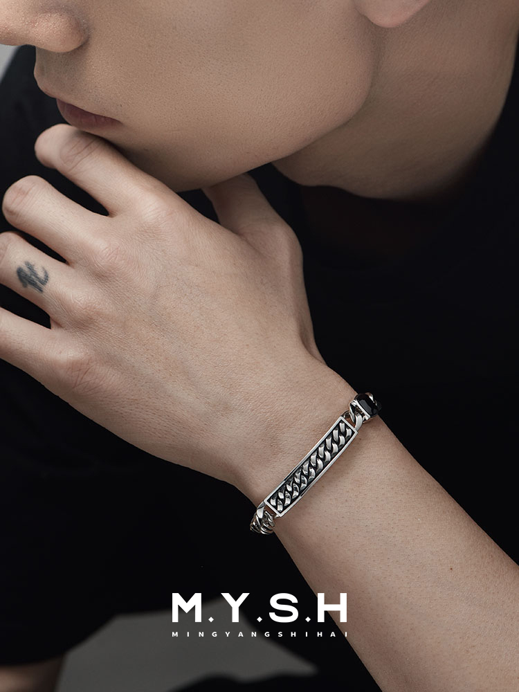 S925 Silver Black Zirconia Cuban Bracelet