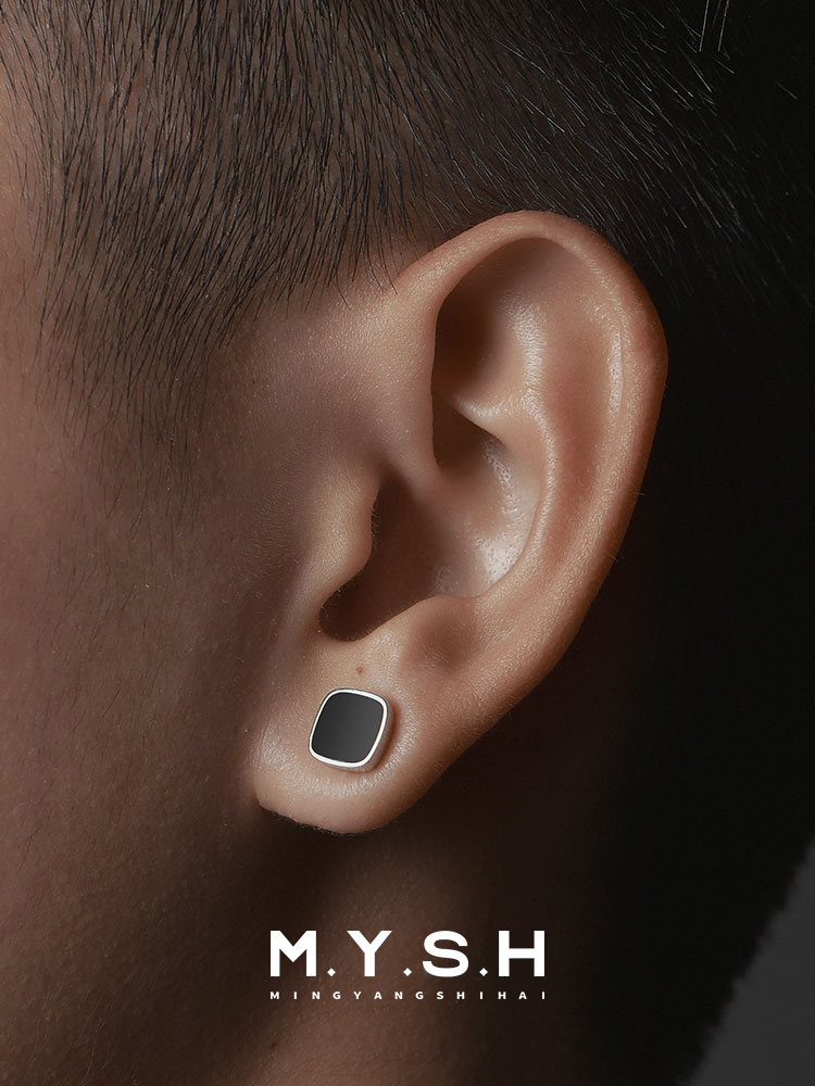 S925 Silver Two-Tone Reversible Square Stud Earrings