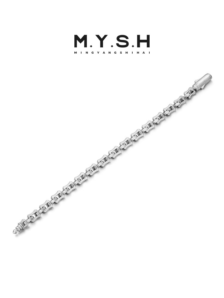 Rugged Bone Link 925 Silver Bracelet-Matte White