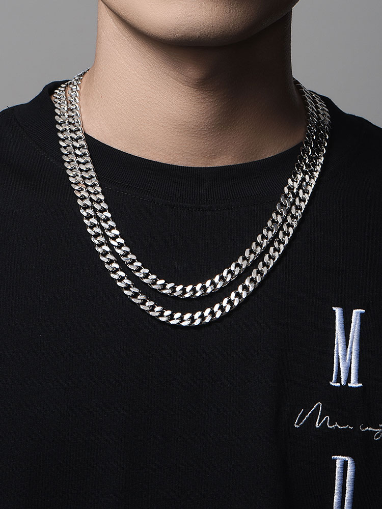 S925 Silver Thick Cuban Link Chain Necklace