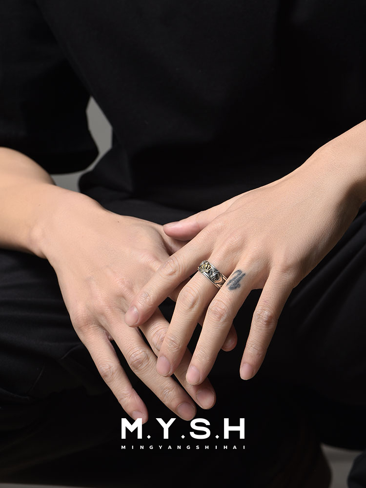 S925 Silver Crown Basketball Adjustable Cuff Ring