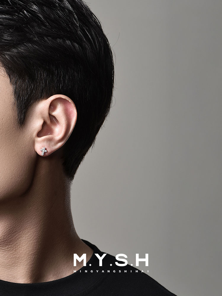 S925 Silver Full Pave Diamond Cross Stud Earrings