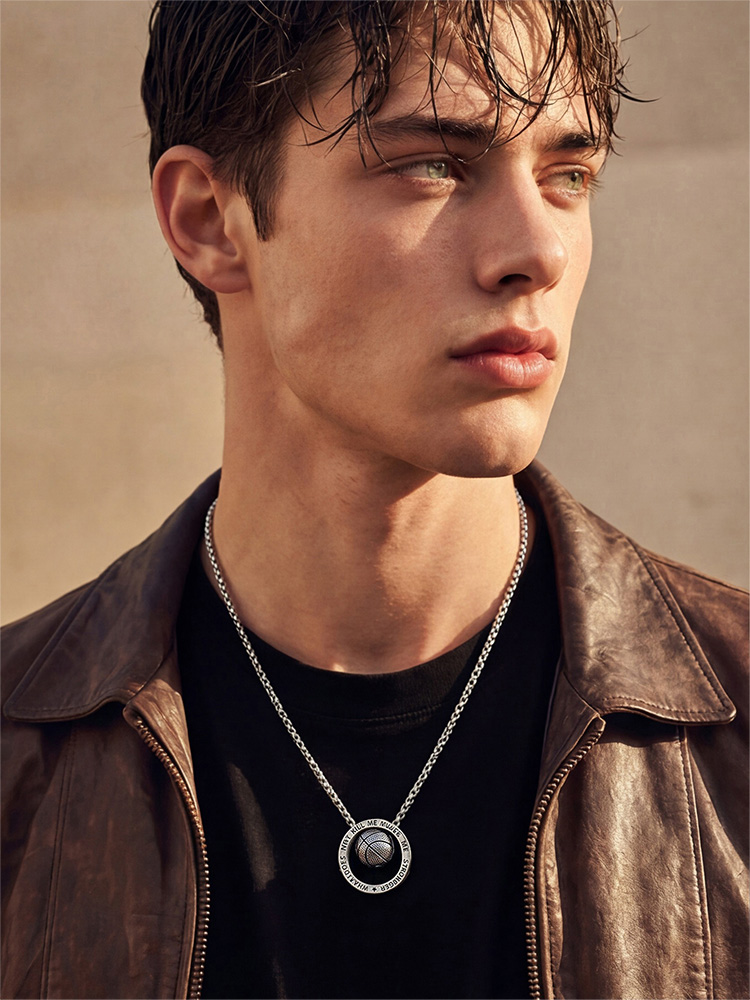 Basketball "Stronger Through Adversity" Pendant Necklace