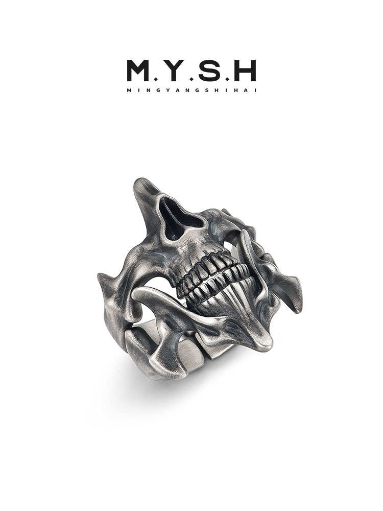 S925 Silver Skull Ghost Face 2-in-1 Ring