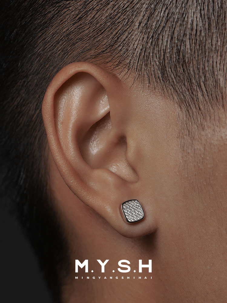 S925 Silver Two-Tone Reversible Square Stud Earrings