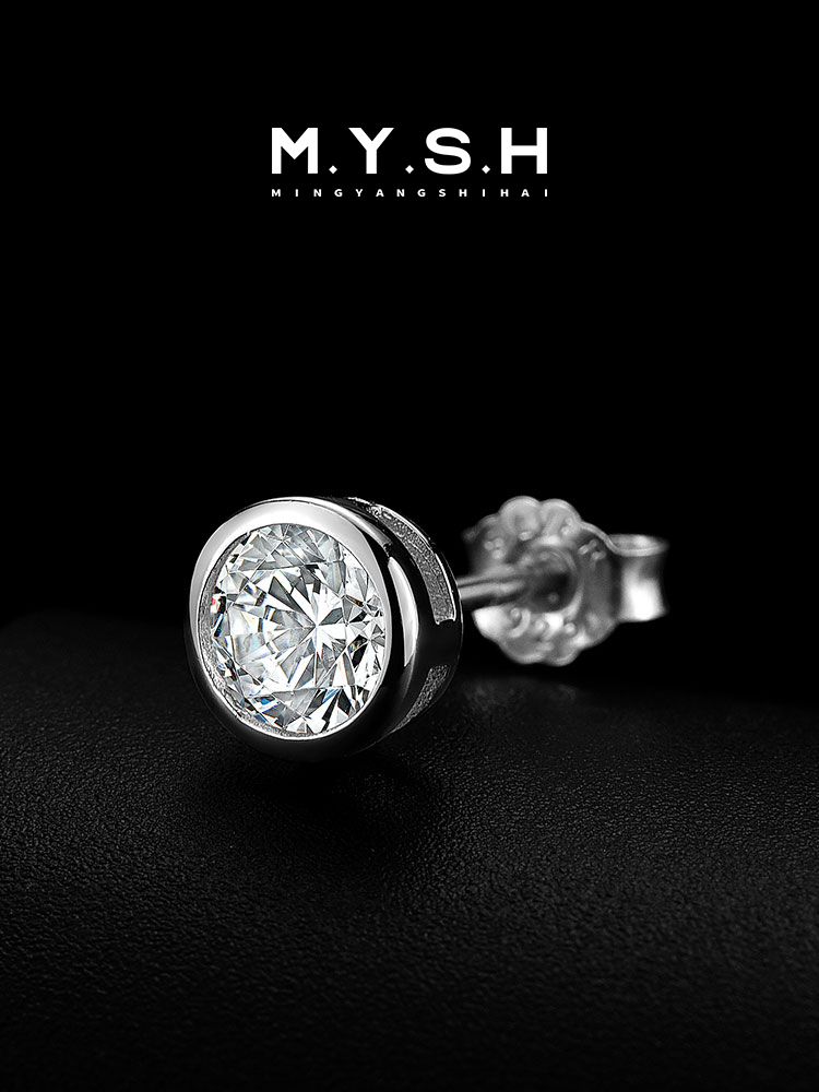 S925 Silver Black Gemstone Stud Earrings