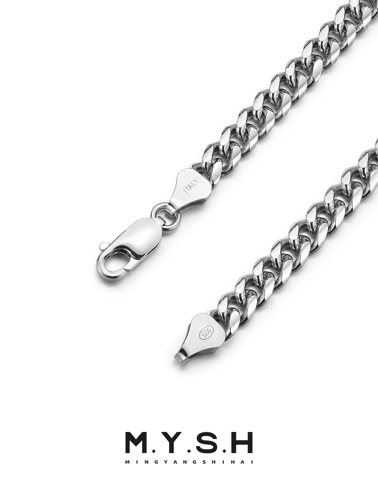 S925 Silver Thick American Cuban Link Chain Necklace