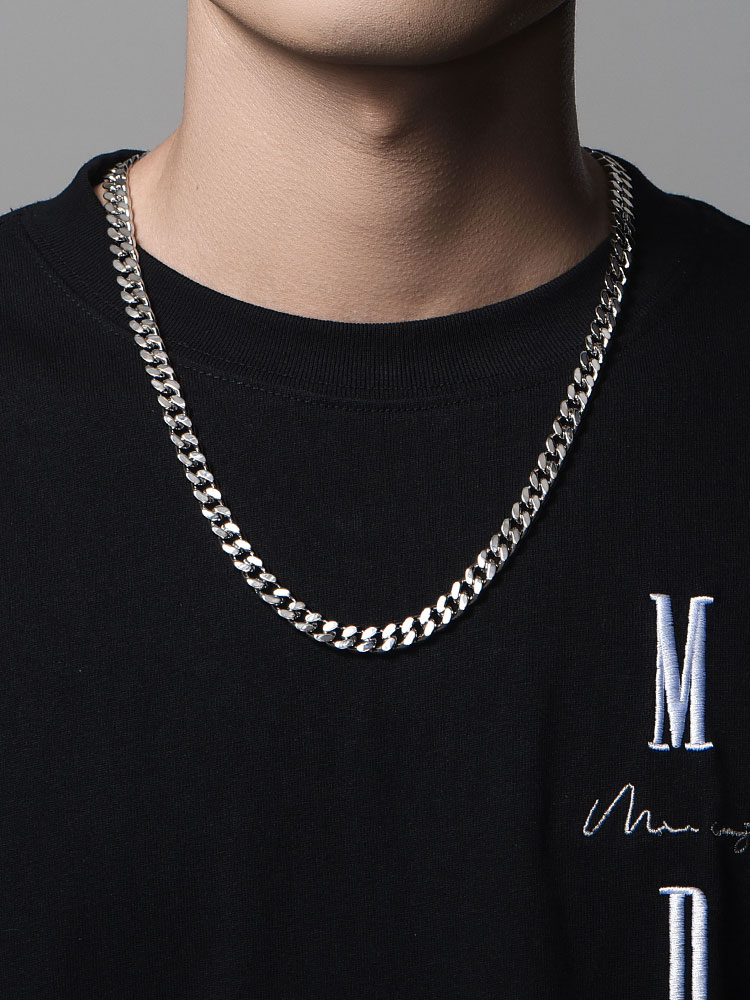 S925 Silver Thick Cuban Link Chain Necklace