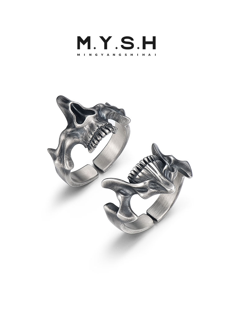 S925 Silver Skull Ghost Face 2-in-1 Ring