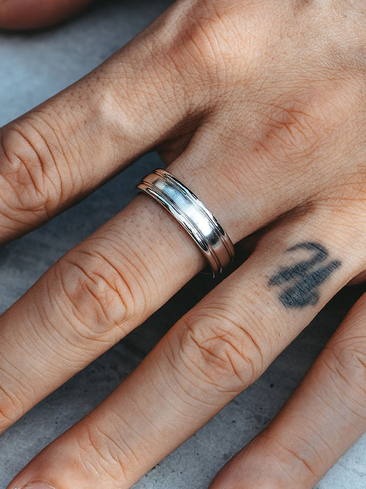 S925 Silver Minimalist Brushed Band Ring