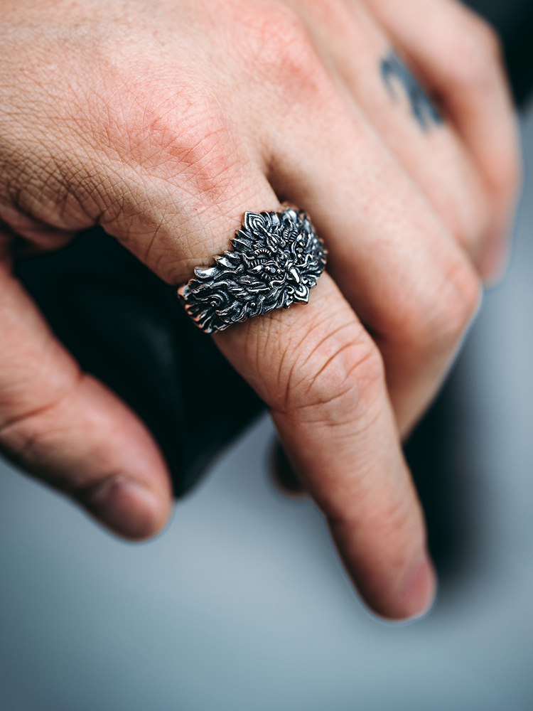 S925 Silver 3D Mythical Roc Bird Open Cuff Ring