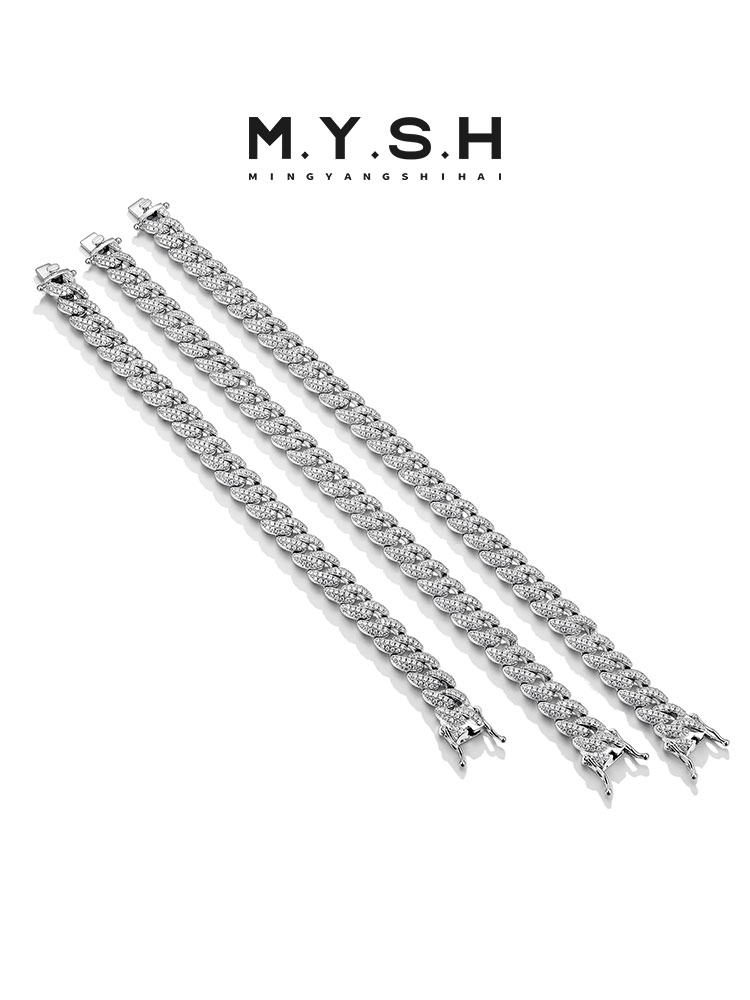 S925 Silver Pavé Diamond Cuban Link Bracelet