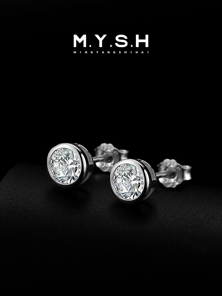 S925 Silver Black Gemstone Stud Earrings
