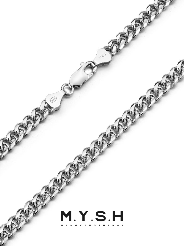 S925 Silver Thick American Cuban Link Chain Necklace